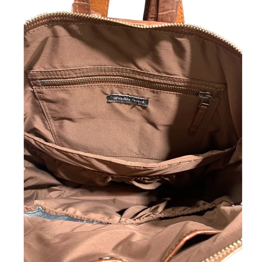 Freshly Picked Brown‎ Croc Embossed Vegan Leather Classic Diaper Bag Backpack